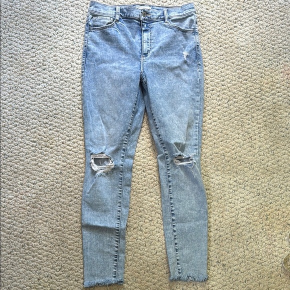 Garage Distressed Light Blue Denim Jeans - Picture 1 of 7